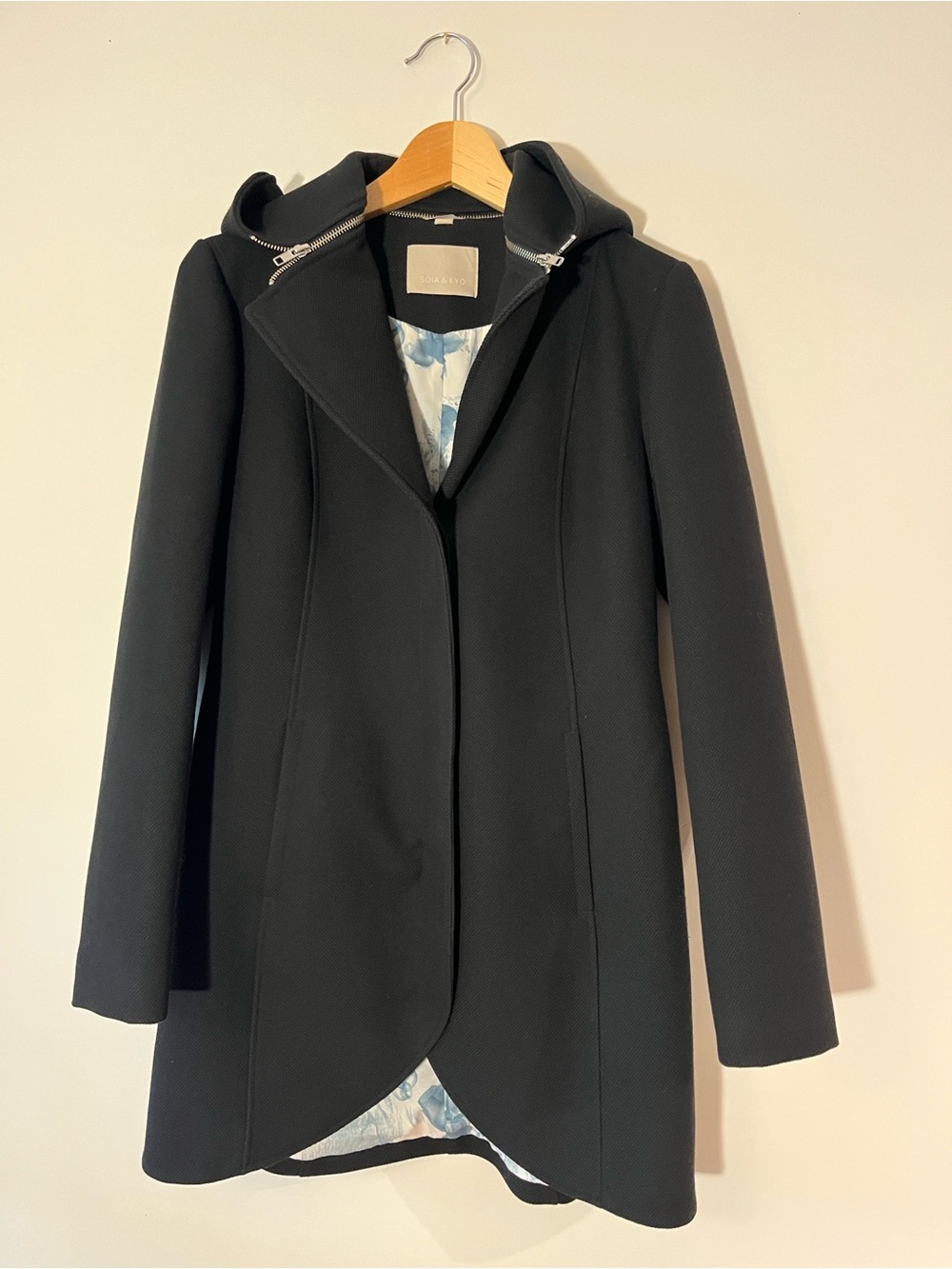 Soia & Kyo Black Hooded Pea Coat